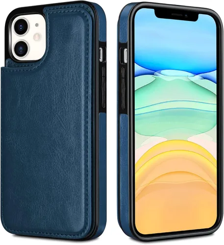 Miniatura 6 de HianDier Funda tipo cartera para iPhone 11 de 6.1 pulgadas, funda protectora delgada con ranura para tarjeta de crédito, funda con cierre magnético