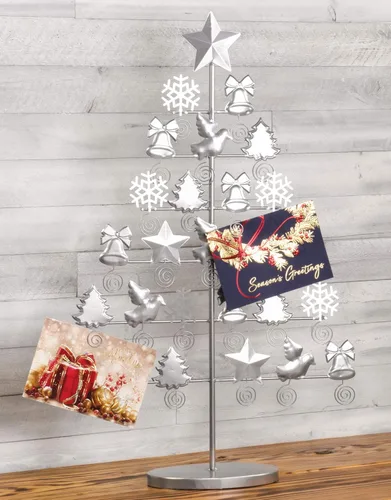 Miniatura 5 de Red Co. Soporte decorativo para tarjetas de árbol de Navidad y fotos de 27.5 pulgadas de alto con acabado de bronce