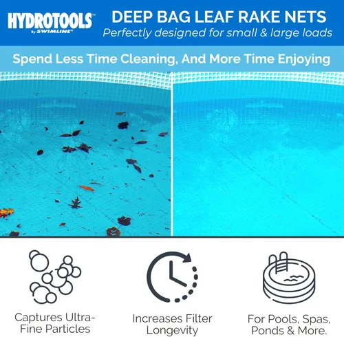 Miniatura 3 de HYDROTOOLS by SWIMLINE 8015 - Red de hojas para estanque de piscina sobre el suelo Herramienta de limpieza extra grande de red de desnatador Bolsa