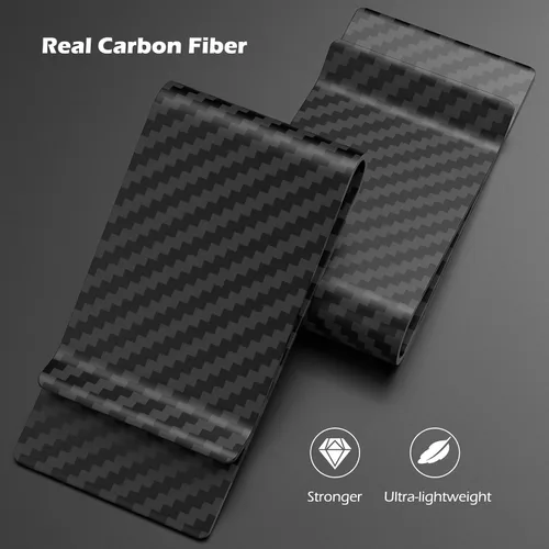 Miniatura 11 de Travelambo Cartera de bolsillo frontal con clip de fibra de carbono para dinero, cartera minimalista delgada para tarjetas de crédito
