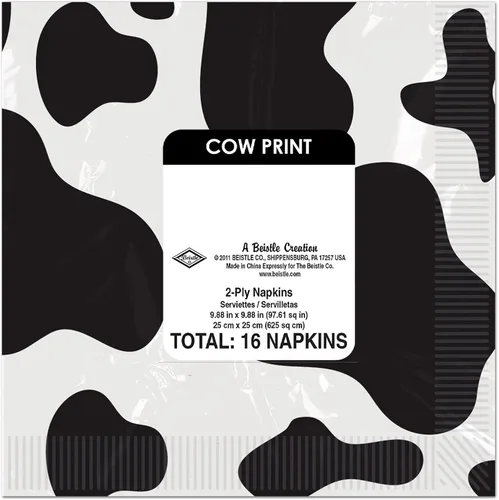 Miniatura 4 de Beistle Servilletas de bebidas con estampado de vaca para mujer, color negro, blanco, talla única (paquete de 2)