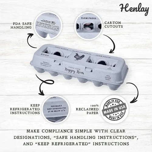 Miniatura 3 de Cartones de huevos impresos vintage, paquete de 90 cajas de cartón Henlay - Sostiene de forma segura una docena de huevos de pollo pequeños a XL