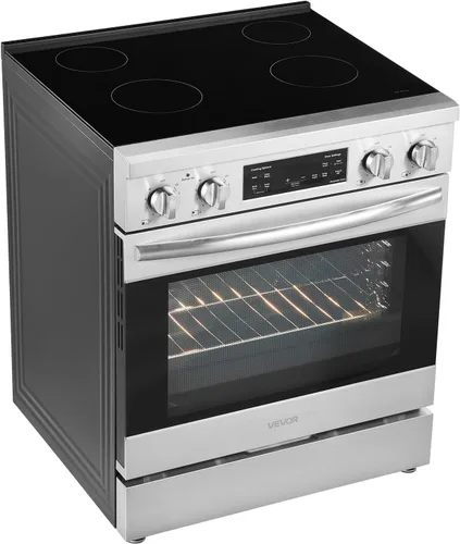 Miniatura 9 de VEVOR Estufa eléctrica de 30 pulgadas, horno de 4.8 pies cúbicos de capacidad, estufa de cocina de acero inoxidable compacta independiente, con 4