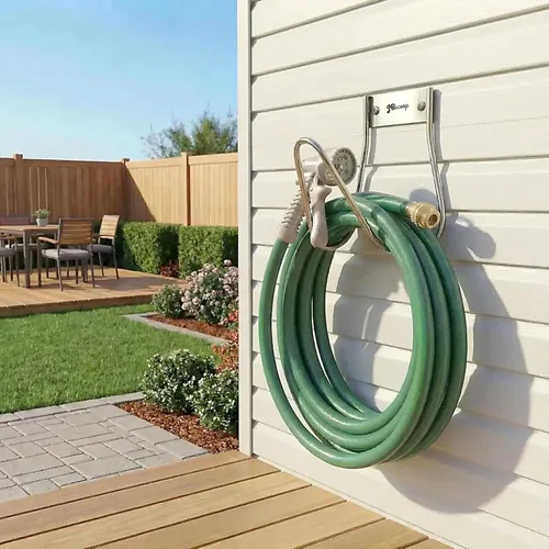 Miniatura 9 de JBscoop Soporte para Manguera de Jardín de Acero Inoxidable Pequeño para Montaje en Pared, Ideal para Agua, Aire, Manguera Hidráulica, Cuerdas