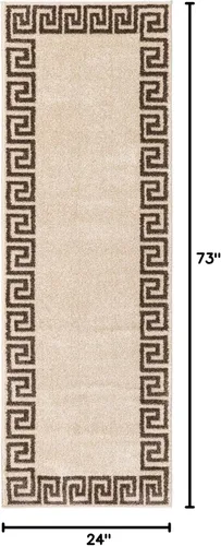 Miniatura 2 de Unique Loom Athens Collection - Alfombra clásica geométrica moderna con diseño de bordes, 2 pies x 6 pies, beige/marrón