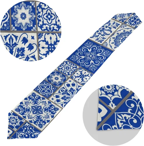 Miniatura 3 de Camino de mesa de 13 x 90 pulgadas, color azul, de cerámica mexicana, antideslizante, resistente al calor, moderno, ideal para cenas, vacaciones