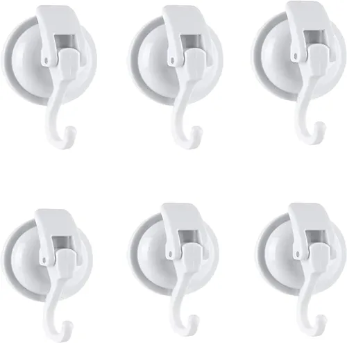 Miniatura 12 de Ganchos con ventosa, vidrio resistente, reutilizable, sin perforaciones, para bata de baño y guirnalda (plata, paquete de 4)