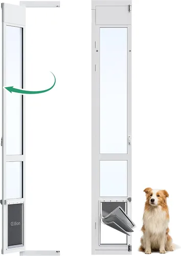 Miniatura 9 de Puerta grande para perros para puerta de vidrio deslizable, puerta para mascotas que se puede abrir para puertas de vidrio deslizables, todo