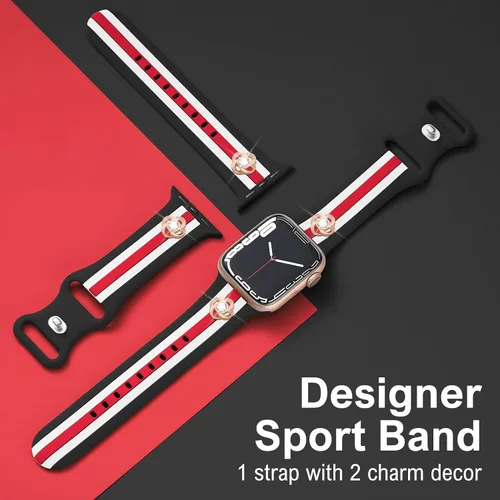 Miniatura 3 de Banda de diseñador con adornos decorativa compatible con Apple Watch de 38mm 40mm 41mm 42mm 44mm 45mm 46mm 49mm, para mujeres y hombres, pulseras