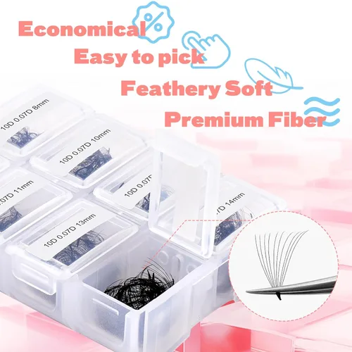 Miniatura 109 de Extensiones de Pestañas Rizo D 0.59-0.79 pulgadas Bandeja Mixta Seda Extensiones de Pestañas Clásicas Suministros Extensiones de Pestañas