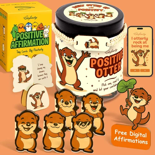Miniatura 7 de Stofinity Tarro de 60 tarjetas de afirmación de pepinillos positivos – Regalo de aliento, positividad y apoyo emocional para niñas adolescentes