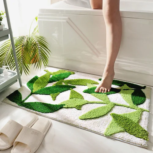 Miniatura 18 de Hi Space - Alfombras de baño de 31.5x19.7 pulgadas, alfombra de baño de hojas grises estilo bohemio antideslizante, lavable a máquina, de microfibra
