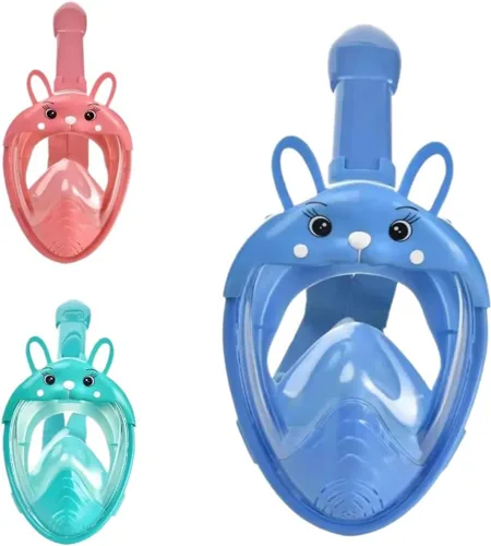 Equipo de snorkel Mascarilla De Buceo para Niños, Máscara De Natación De Cara Completa, Respirador De Buceo, Máscaras Encantadoras Antiniebla,