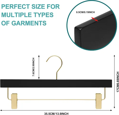Miniatura 5 de Quality Hangers Paquete de 20 perchas de madera negras ultrafinas que ahorran espacio, gancho giratorio de 360 grados, lo mejor para trajes y más