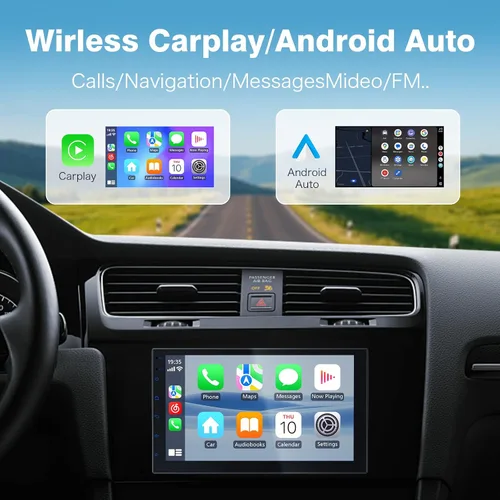 Miniatura 4 de Haudio Pantalla inalámbrica CarPlay doble DIN para automóvil, pantalla táctil HD de 7 pulgadas con Apple CarPlay, Android Auto, cámara de respaldo