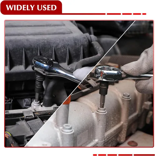 Miniatura 6 de EMENTOL Juego de 38 llaves Allen de 1/4" 3/8" 1/2", SAE/Metric, incluye adaptador de taladro eléctrico, adaptadores de zócalo, 0.079 in - 0.748 in