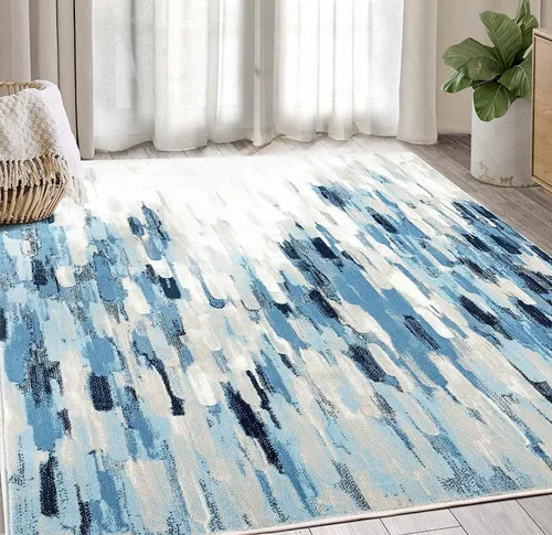 Miniatura 13 de Abani Rugs - Alfombra abstracta azul y beige de 7 pies 9 pulgadas x 10 pies 2 pulgadas, colección Porto Alfombra decorativa de estilo contemporáneo