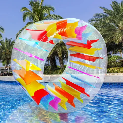 Miniatura 3 de Joliyoou Flotador de piscina con rueda de agua, flotador inflable de 47 pulgadas para niños, juguete gigante de piscina colorido para niños