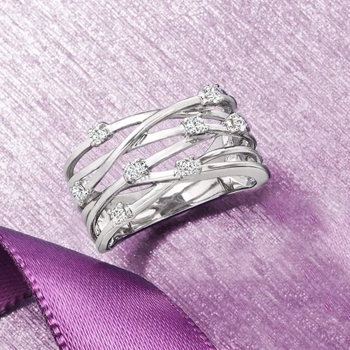 Miniatura 4 de Ross-Simons Anillo de carretera de diamante de 0,25 quilates en plata de ley, Diamante, Diamante