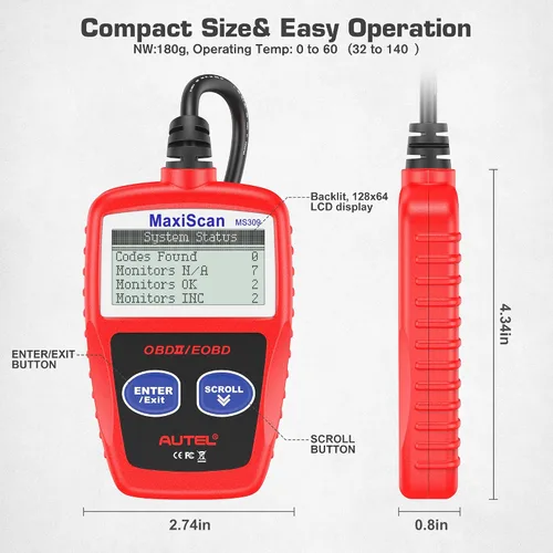Miniatura 8 de Autel MaxiScan MS309 Can OBD-II Escáner de código de diagnóstico