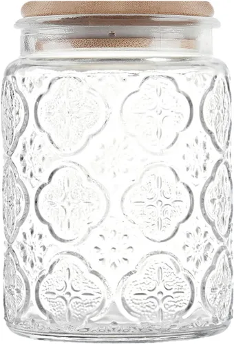 Custde - Recipientes de cristal para almacenamiento con tapa hermética, envase de 23.7oz para encimera de cocina con tapa de bambú, azúcar moreno,
