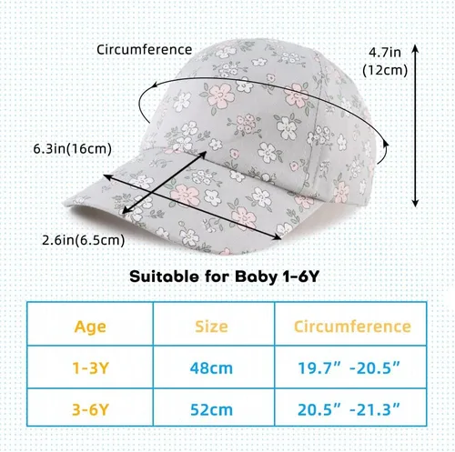 Miniatura 88 de Peecabe Gorra de béisbol para niños pequeños, unisex, de algodón, ajustable, para bebés, niños, gorra de béisbol para niñas de 1 a 5 años
