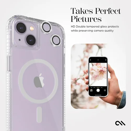 Miniatura 3 de Case-Mate Protector de lente de cámara para iPhone 14 Plus/iPhone 14 con anillos brillantes, doble vidrio templado, duradero, antiarañazos, visión