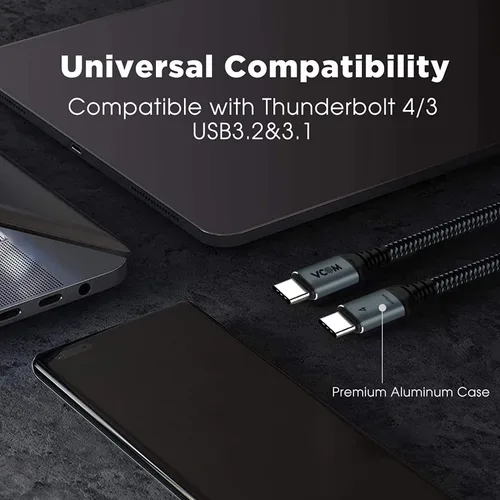 Miniatura 8 de VCOM Cable USB 4 para Thunderbolt 4, 4 pies 100 W con datos de 40 Gbps y 8K a 30 Hz 5K a 60 Hz o video 4K doble, compatible con cable Thunderbolt