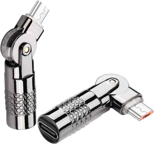 SinLoon Paquete de 2 adaptadores USB C a micro USB tipo C hembra a micro conector macho de 5 pines Conector convertidor de rotación de 180 grados