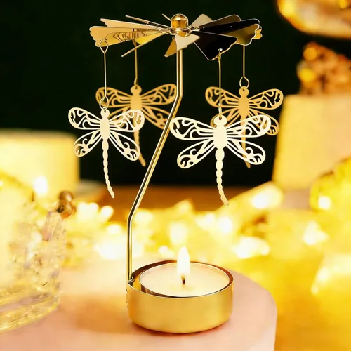 Miniatura 12 de Portavelas giratorio, portavelas giratorio con carrusel, regalo de cumpleaños único para mujeres, mamá, hermana, amigos, Navidad, día de San