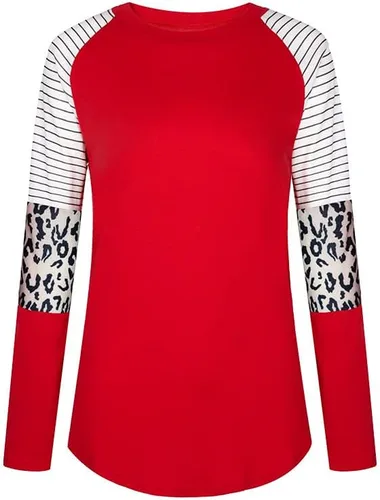 Miniatura 3 de Camiseta de manga larga con cuello redondo y estampado de leopardo para mujer