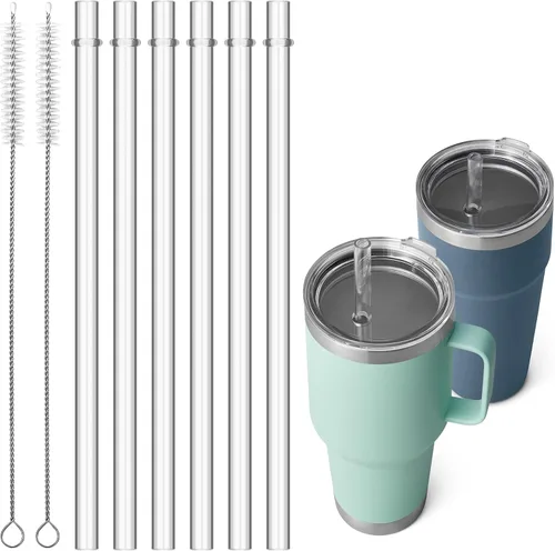 Pajitas para YETI, 6 popotes transparentes reutilizables de repuesto para YETI de 25 onzas, 26 onzas, 35 onzas, 42 onzas, popotes de Tritan para