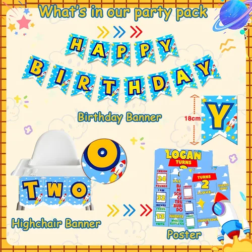 Miniatura 6 de 125 decoraciones de cumpleaños de dos infinitos y más allá, suministros de fiesta de segundo cumpleaños de historias de dibujos animados, globos
