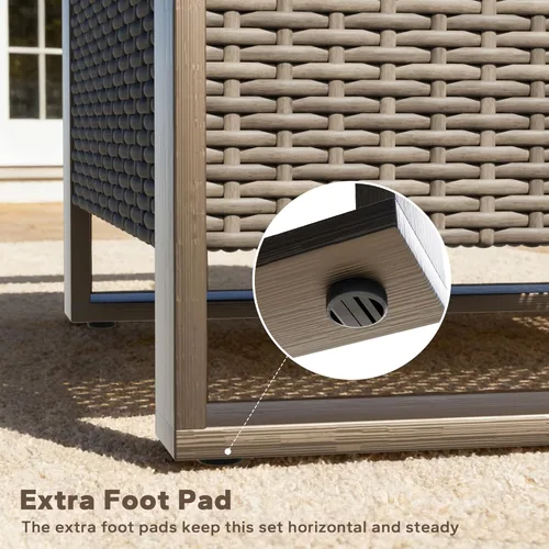 Miniatura 5 de Sofá de Mimbre Metálico para Patio de 75", Sofá Sillón de Ratán para Exteriores de 3 Asientos para Todo Tipo de Clima con Cojines Premium y Beige
