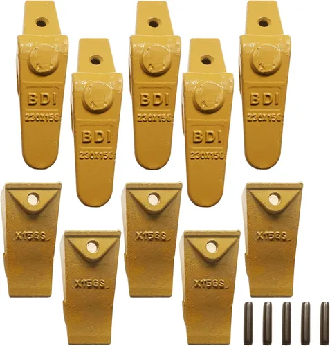 Conjunto 230 x 156 vástago retroexcavador + dientes de cubo X156S/w P156 Flex Pin compatible con Bobcat para minicargadora y mini excavadora estilo
