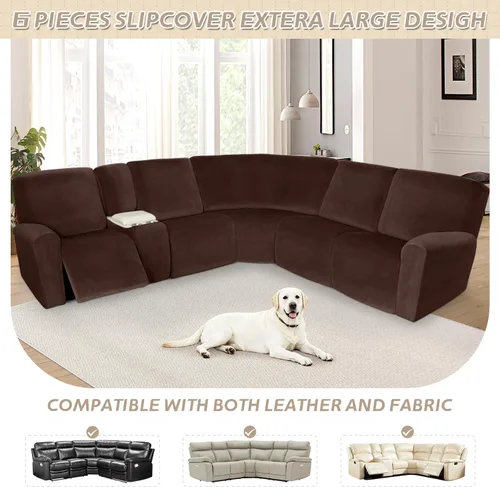 Miniatura 529 de Arfntevss Fundas de sofá seccional reclinable de terciopelo, Funda de sofá seccional de esquina para sofá reclinable, Funda elástica suave