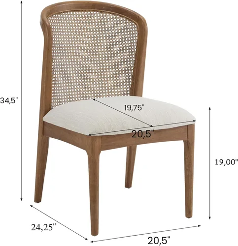 Miniatura 4 de Christopher Knight Home Lilia - Juego de 2 sillas de comedor, silla de comedor moderna con tapicería de tela, sillas de cocina con marco de madera