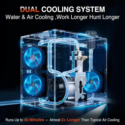 Miniatura 4 de Compresor de aire PCP, máximo 5800 PSI / 40 MPa, bomba portátil de alta presión de 350 W, refrigeración por agua y aire, doble indicador de parada