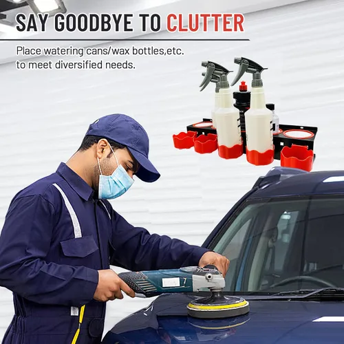Miniatura 5 de Estante de Almacenamiento para Botellas de Spray con Soporte Abrasivo Extra, Barra de Colgar Montada en Pared, Accesorio de Exhibición para Coche