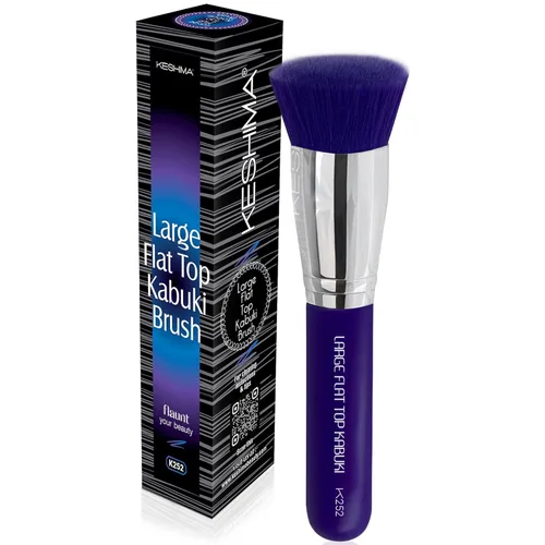 Miniatura 7 de Keshima Brocha de base plana Kabuki – Brocha de base prémium para maquillaje líquido, crema y polvo, pulido, mezcla y cara (tamaño regular, blanco)
