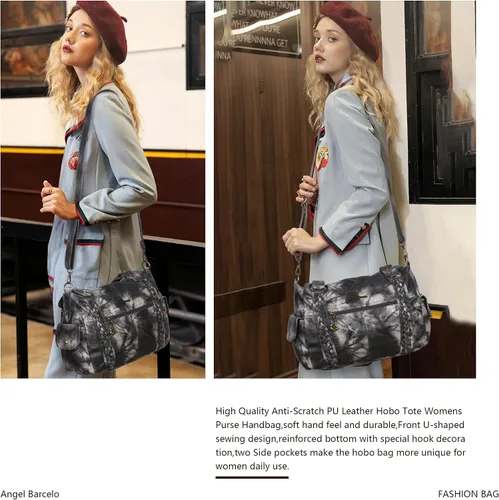 Miniatura 207 de Angel Barcelo - Bolsa de hombro amplia para mujer, diseño Hobo, cuero lavado
