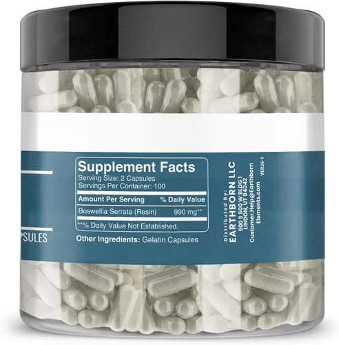 Miniatura 2 de Earthborn Elements Boswellia Serrata Extract 200 cápsulas, puro y sin diluir, sin aditivos