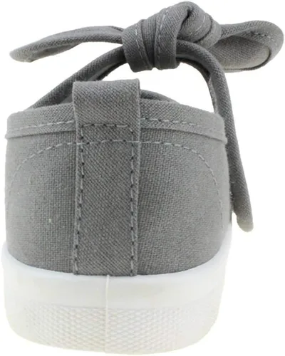 Miniatura 2 de Maxu - Zapatos planos de lona para niña, con lazo, color gris, talla 6.5, Gris
