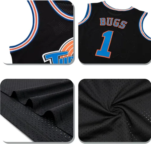 Miniatura 3 de Camiseta de baloncesto para hombre Lola #10 Bugs #1 Space Movie Jersey 90S Hip Hop Ropa Camisa para Fiesta