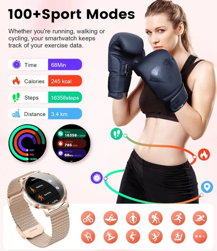 Miniatura 6 de DREMAC Smart Watch(Make Call/Thin),1.32'' Amoled Curved Display for Android iPhone,Smart Watches for Women with Heart Rate Monitor,Sleep