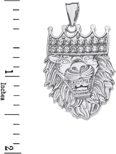 Miniatura 3 de Animal Kingdom - Colgante de plata de ley 925 con corona de rey león y circonita cúbica