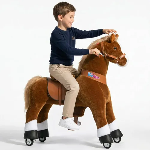 Miniatura 14 de PonyCycle Caballo de paseo para niños pequeños de 3 a 4 años con freno, sin batería (30 pulgadas de altura/tamaño 3 modelo clásico U) poni mecánico
