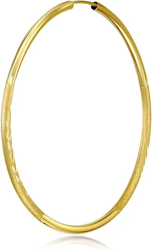Miniatura 5 de Aretes de aro sin fin de oro amarillo de 14 quilates, 0.079 in de grosor, 8 tamaños diferentes disponibles