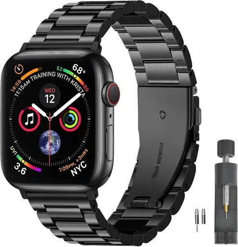 Miniatura 20 de Correa delgada de acero inoxidable compatible con Apple Watch Ultra 3/2/1 (1.929 in) y Series 11 10 9-1 SE 3-1 (46/45/44/42/41/40/1.496 in), correa
