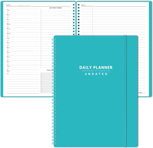 Miniatura 7 de Agenda diaria sin fecha, planificadores de citas en espiral, 208 páginas, 8.8 x 11 pulgadas, agenda diaria con horarios por hora, libro de citas